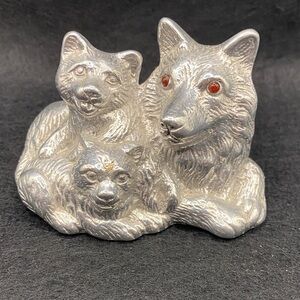 Vintage Arthur Court 1995 Wolf Family Figurine Aluminum Wildlife Decor